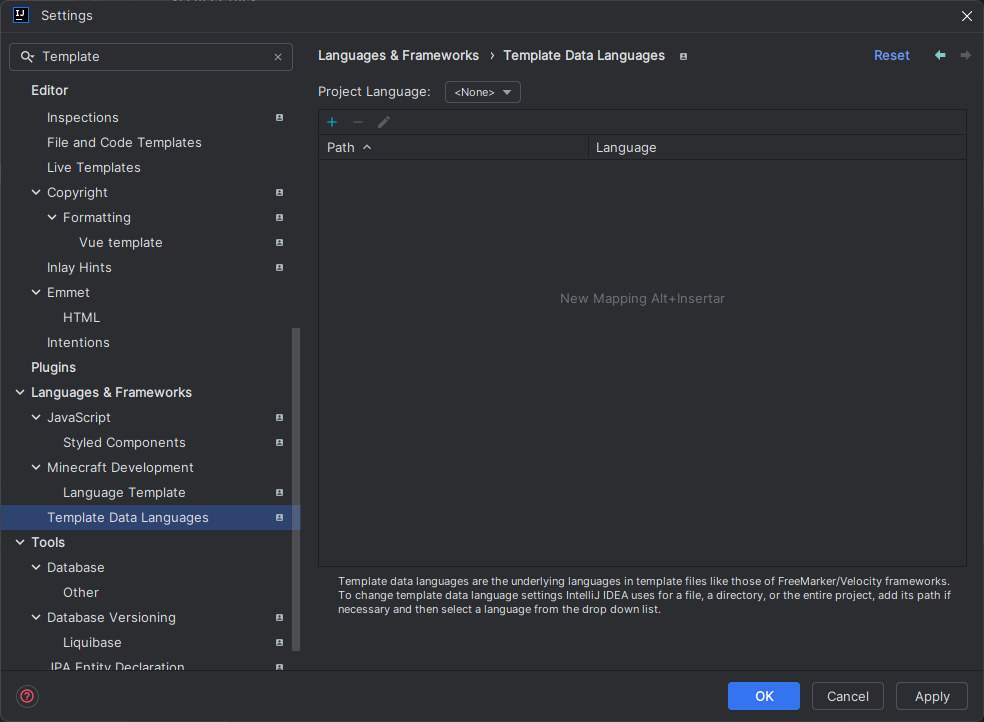 Template Data Languages